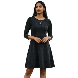 Dalia Black Speckle Skater Sweater Dress | Mini Flare Gothic Grunge Cozy Chic 4
